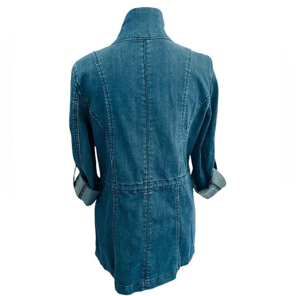 I❤️Ronson chambray tab sleeve drawstring waist zip/snap front jacket size XS - Picture 7 of 9